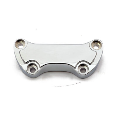 Handlebar clamp Low Scalloped, with skirt. Chrome
