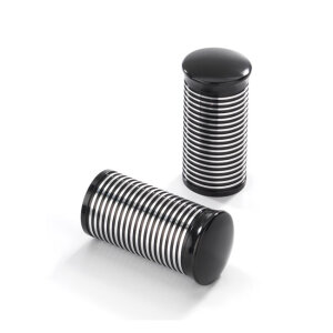 Kustom Tech, FL handlebar grip ends. Ribbed black CC alu