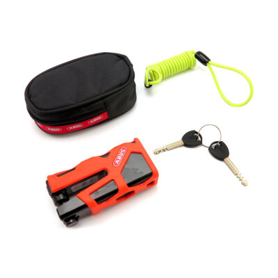Abus, 77 Granit Sledg Web style disc brake lock. Orange