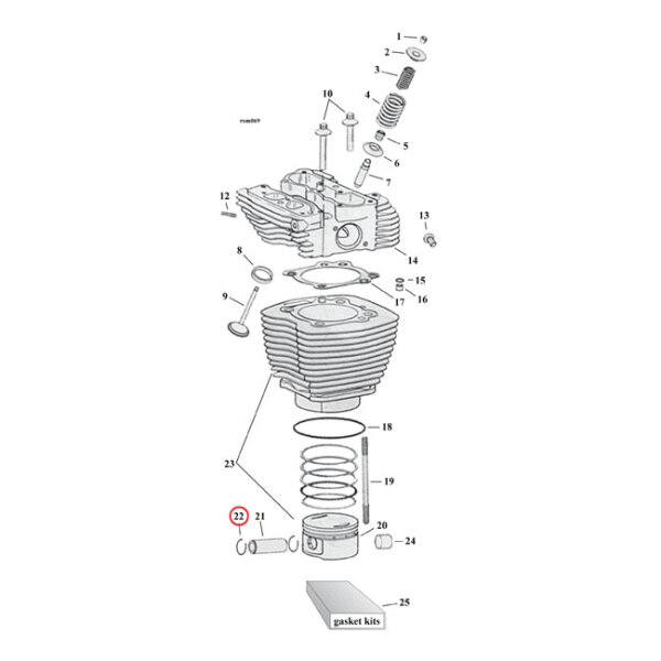 Retaining rings, piston wrist pin