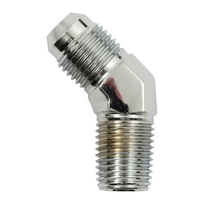 Goodridge, -6 JIC oil line fitting, 1/4". 45°. Chrome