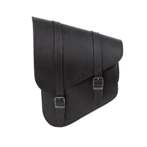 Ledrie, full leather swing arm bag left, 9 liter. Black