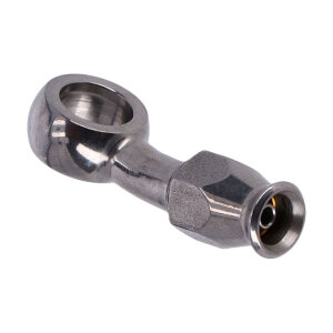 Goodridge, 3/8" (10mm) banjo fitting 20 degree bend. SS