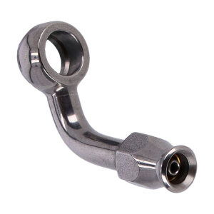 Goodridge, 3/8" (10mm) banjo fitting 70 degree bend. SS