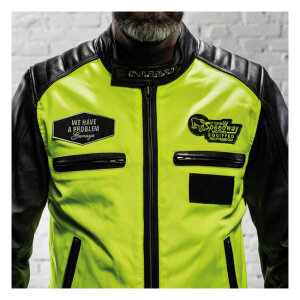 Holy Freedom Zero Vision leather jacket black/fluo yellow Male EU size S