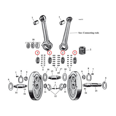 Retainer, connecting rod rollers
