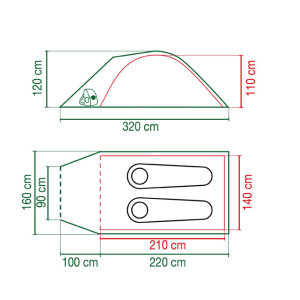Coleman Darwin 2+ tent dark grey/army green Size 330x200x130 cm