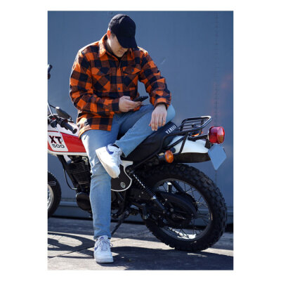 Lumberjack flannel shirt checkered orange/black Male US Size M