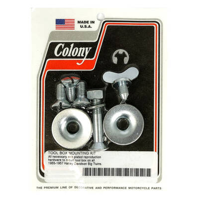 Colony, 55-57 tool box mount kit. Zinc