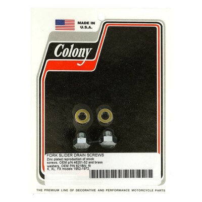 Colony, fork slider drain screws. Zinc