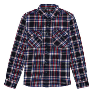 13 1/2 Woodland check shirt navy/red Size M