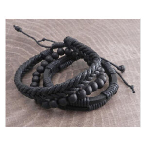 Amigaz Rope Sliders & Wood Bead bracelet black