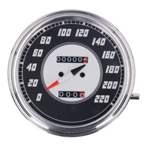 FL speedometer, 46-47 face, silver/black. 2:1 kmh