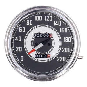 FL speedometer, 41-45 face, silver/black. 2:1 kmh