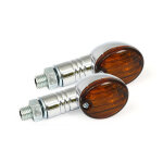 Micro-flash, halogen turn signal. Chrome. Dark amber lens