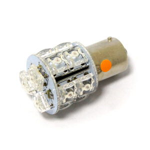Superflux LED miniature bulb. Amber light, std base