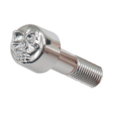 Chrome head bolt cover with skull