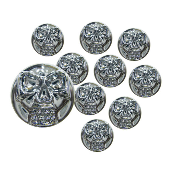 Chrome head bolt cover with skull