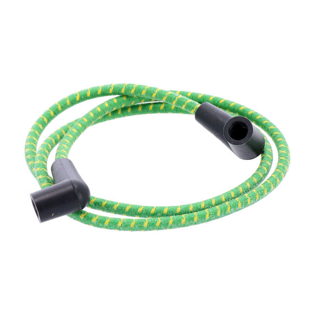 Universal 40" spark plug wire set. Cotton cloth green/yellow