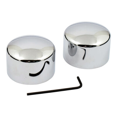 Front axle nut cover kit. Chrome. Domed