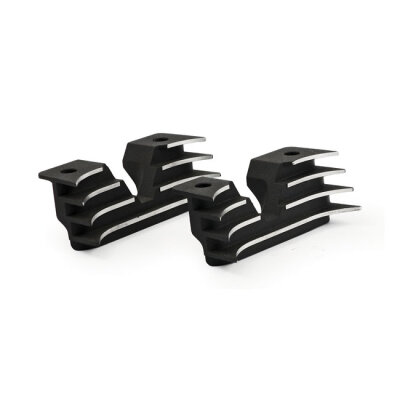Head bolt bridge cover set. Finned, black