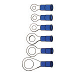 Connectors, ring terminal PVC, crimp. Blue 7.94mm