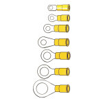 Connectors, ring terminal PVC, crimp. Yellow 3.5mm