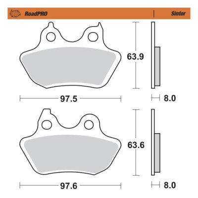 Moto-Master RoadPro rear brake pads. Sintered