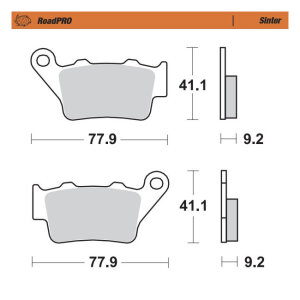Moto-Master, RoadPro brake pads. Rear. Sintered