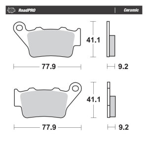 Moto-Master, RoadPro brake pads. Rear. Ceramic