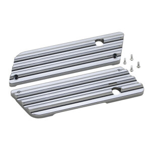 Covingtons, saddlebag latch cover set. Finned. Chrome