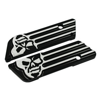 Covingtons, saddlebag latch cover set. Skull. Black DC