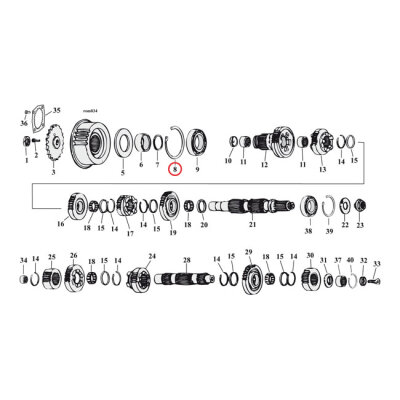 JIMS, retaining ring mainshaft bearing, left