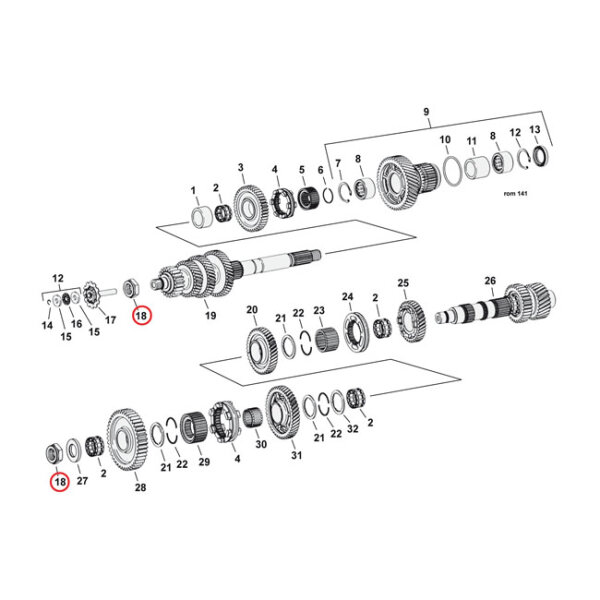 JIMS hex nut, mainshaft & countershaft