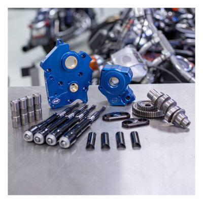 S&S, 475G cam chest kit M8 - Gear drive, oil cooled. Black
