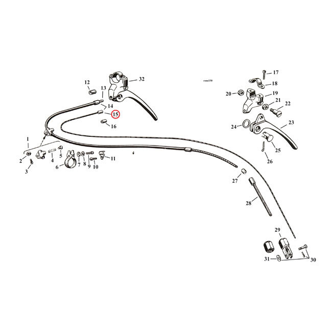Inner clutch/brake cable, front