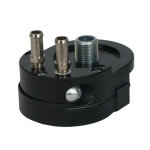 Jagg, offset oil filter adapter with thermostat. Black
