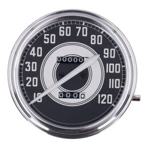 FL speedometer, 41-45 face, silver/black. 2:1 mph