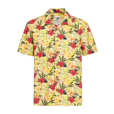 King Kerosin AOP Tropical Hawaiian Style Shirt Blazing Yello Size S
