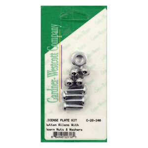 License plate to bracket mount kit. Chrome. Acorn