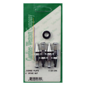 License plate to bracket mount kit. Chrome. Pike nuts