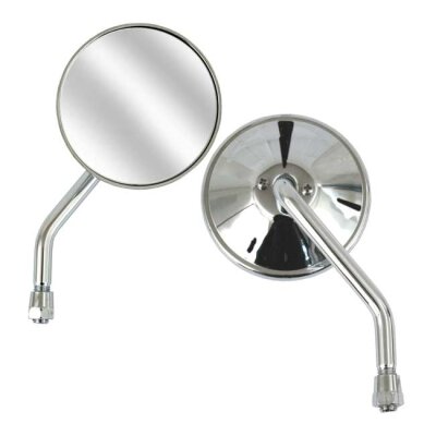 4" round custom mirror, right, 10mm. Chrome