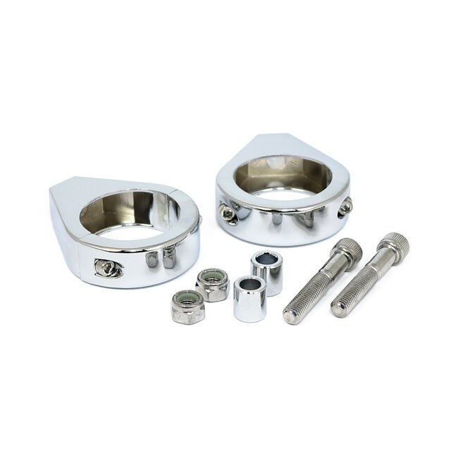 Smooth edge fork mount clamp kit. 41mm. Chrome