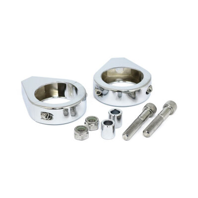 Smooth edge fork mount clamp kit. 41mm. Chrome