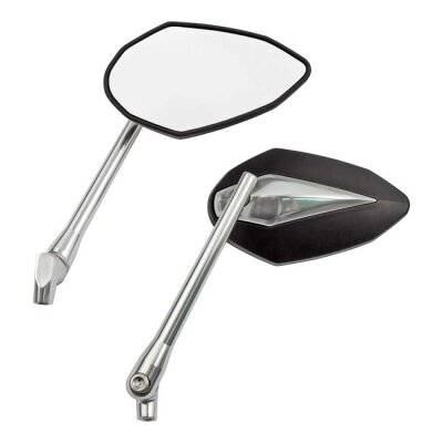 Double Deuce mirror set. Black/chr. head & silver alu stem