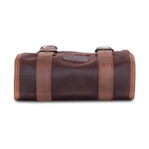 Longride, Mini waxed cotton saddlebag. Marron Brown