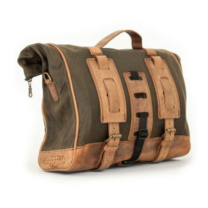Longride, Old Chopper waxed cotton saddlebag. Khaki