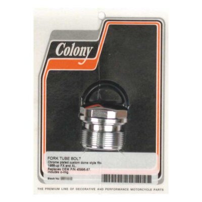Colony, 39mm fork tube plug. Custom Domed. Chrome
