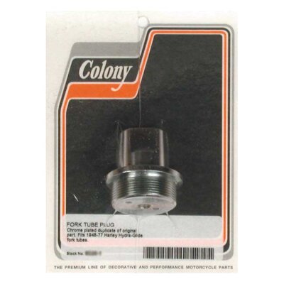 Colony, 41mm fork tube cap bolt. Chrome