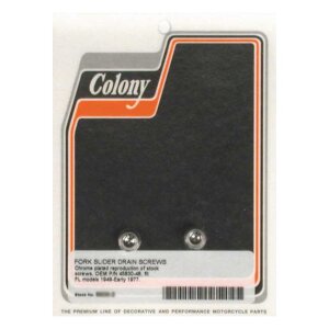 Colony, fork slider drain screws. Chrome Allen